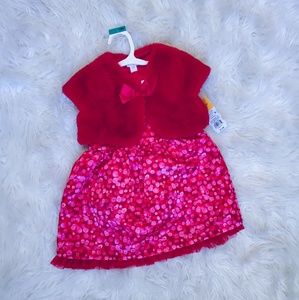 Cat & Jack red dress with faux fur jacket